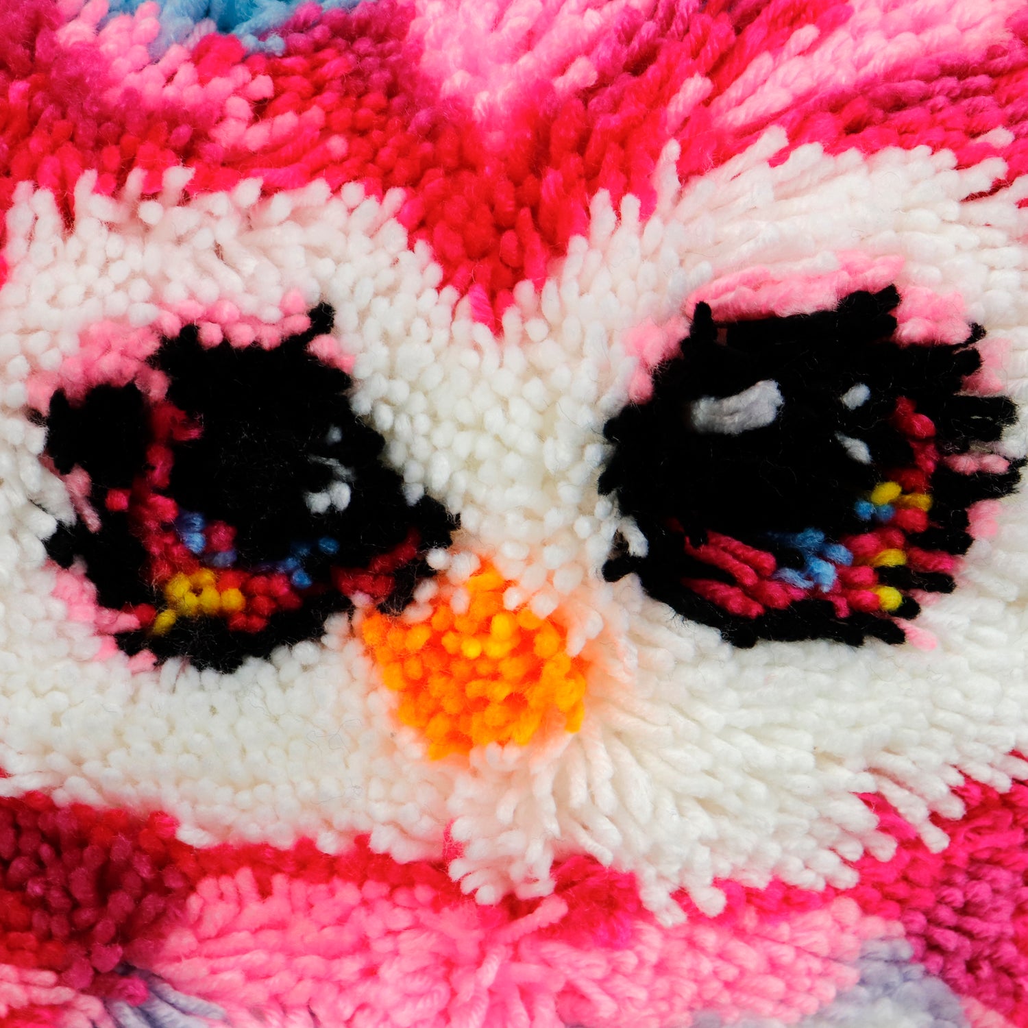 Points noués - Housse de coussin - HIBOU ROSE