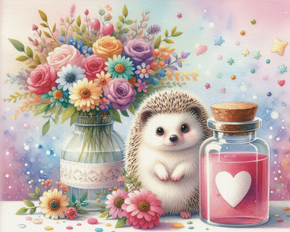 Broderie de diamant RONDS - SWEET HEDGEHOG LOVE