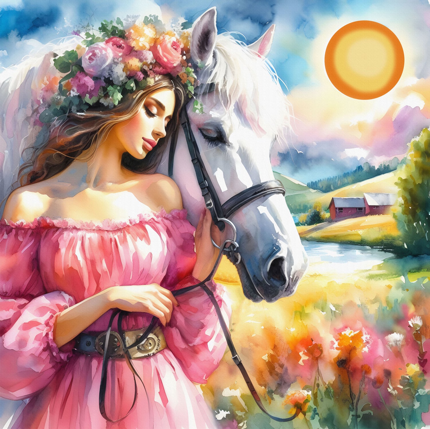 Broderie de diamants RONDS - WOMAN AND HORSE