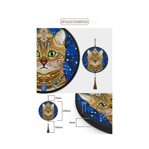 Embroidery kit with round frame - Cat