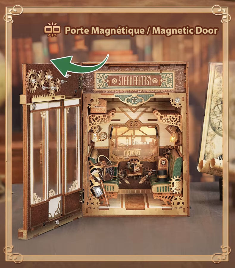 MINI-décor de bibliothèque- Cabine de train - STEAM FANTASY