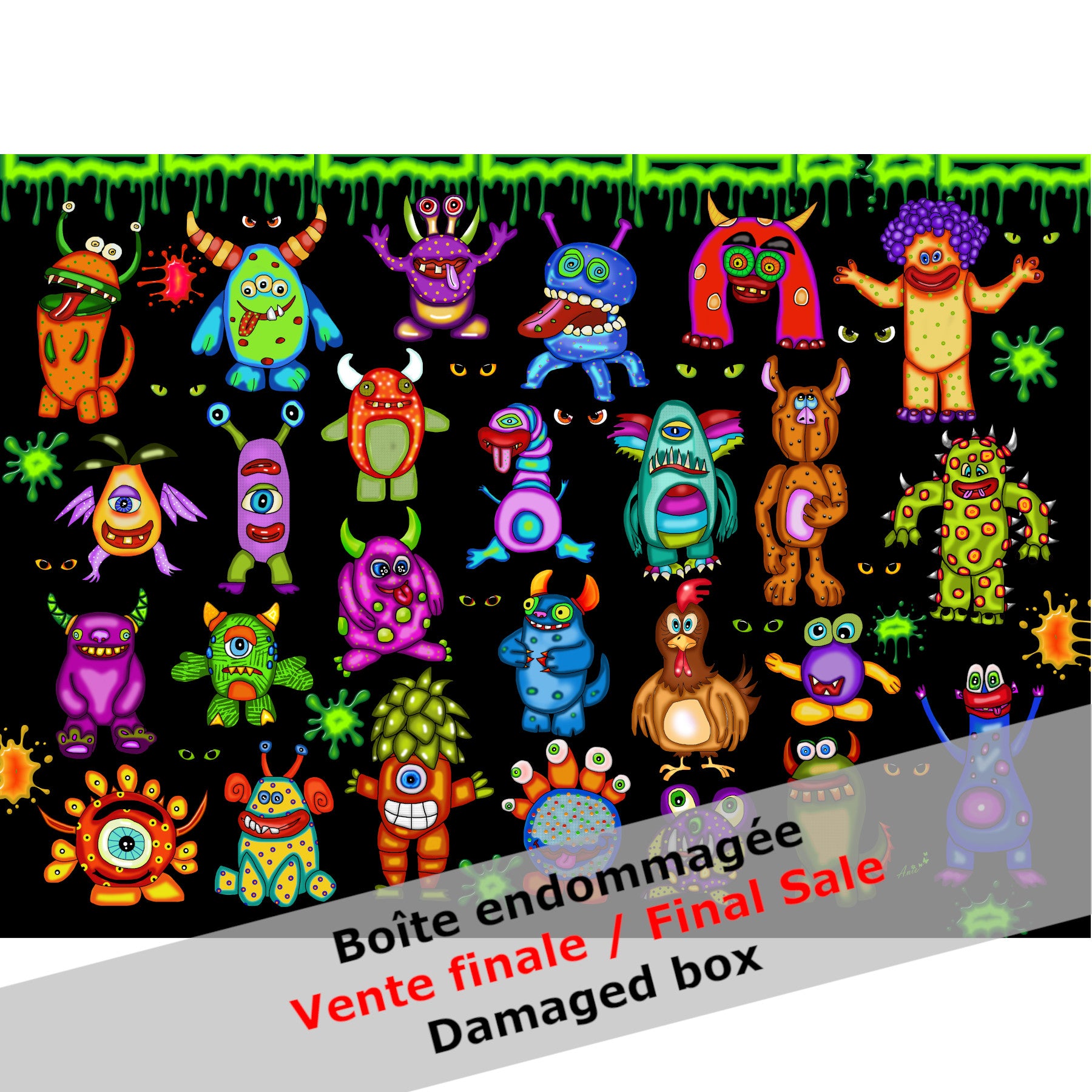 -30% DAMAGED BOX Puzzle 1000 pieces 25 LITTLE MONSTERS AND 1 CHICKEN by ANIE MALTAIS