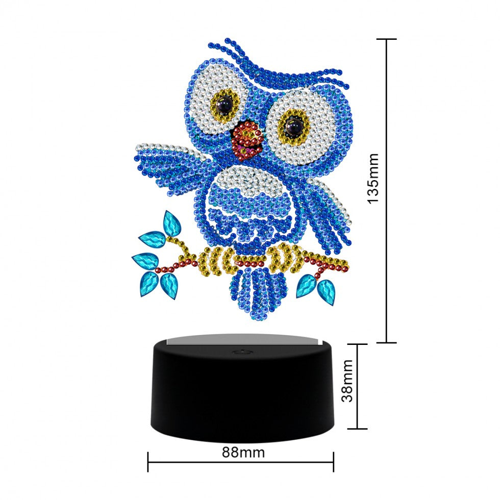 Night light embroidery kit - BLUE OWL