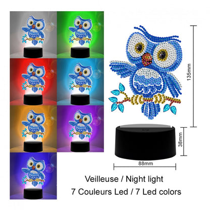 Kit de broderie pour veilleuse - HIBOU BLEU