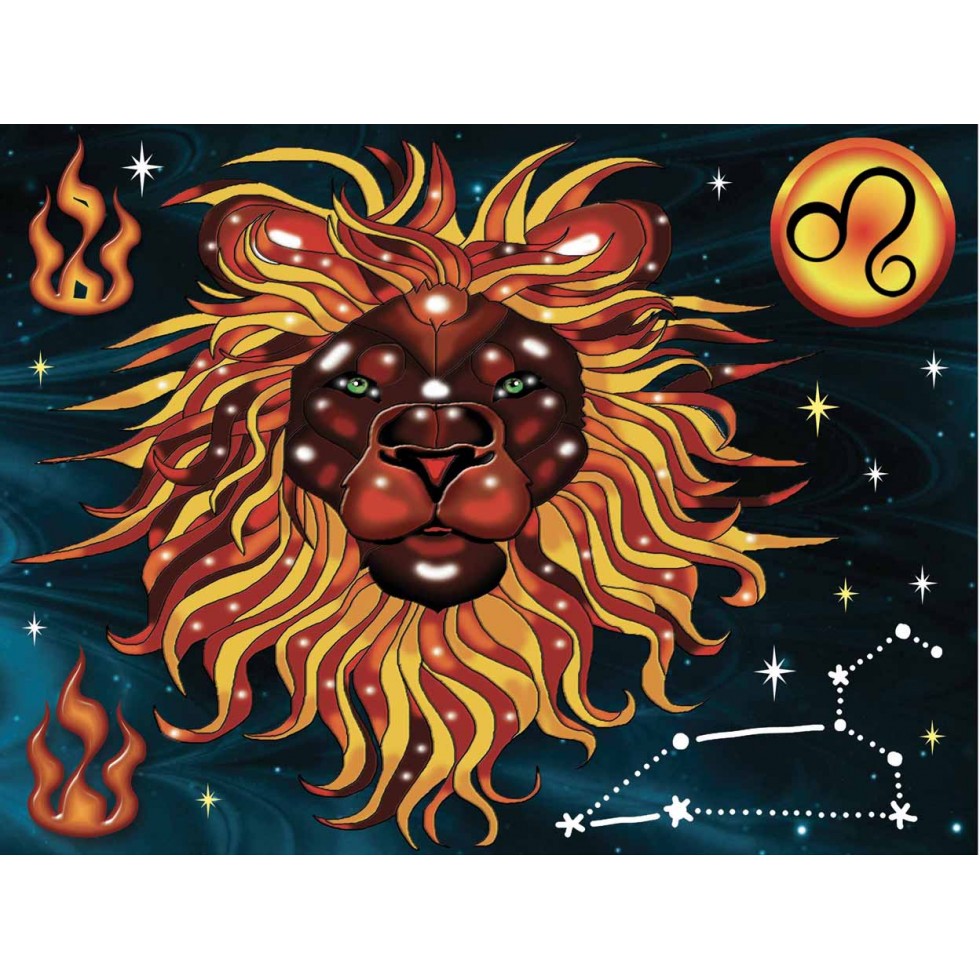 Broderie de diamants RONDS - LION (zodiaque)